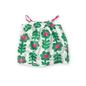 Girls Mini Boden 7-8Y Floral Green and Pink Tank Top